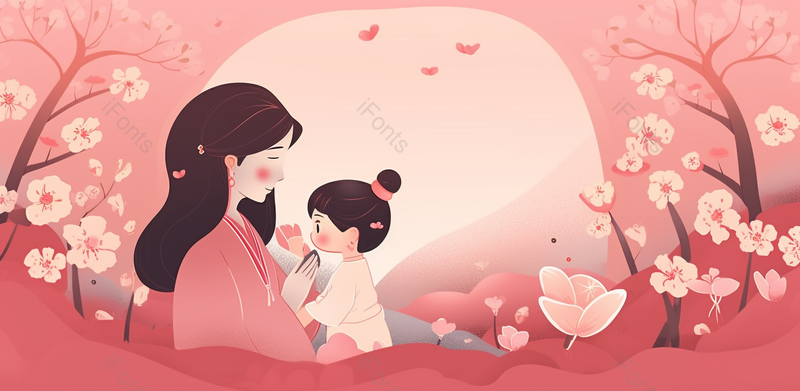 粉色系温馨画面母亲节手绘效果背景图,插画/手绘图,插画/手绘图库,插画/手绘图下载,插画/手绘